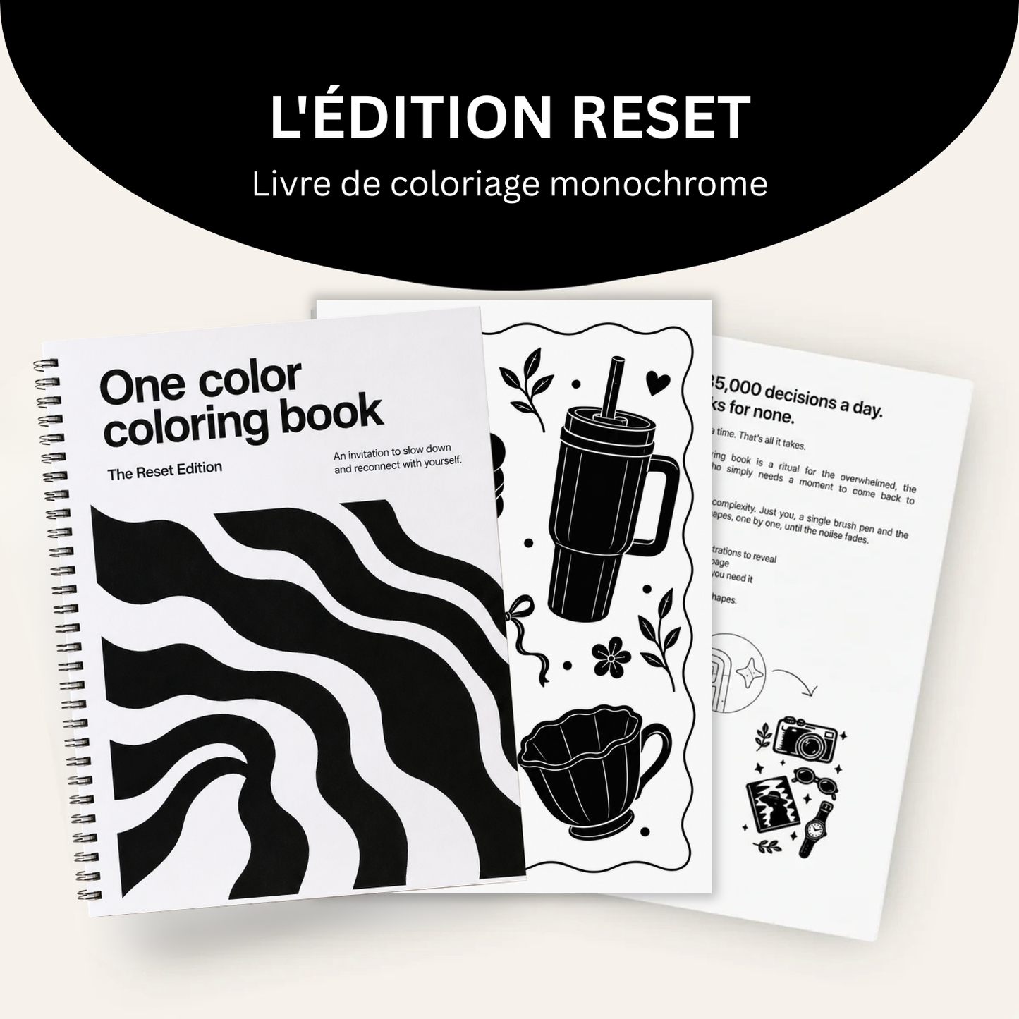 Livre de coloriage à une seule couleur – Édition Reset®